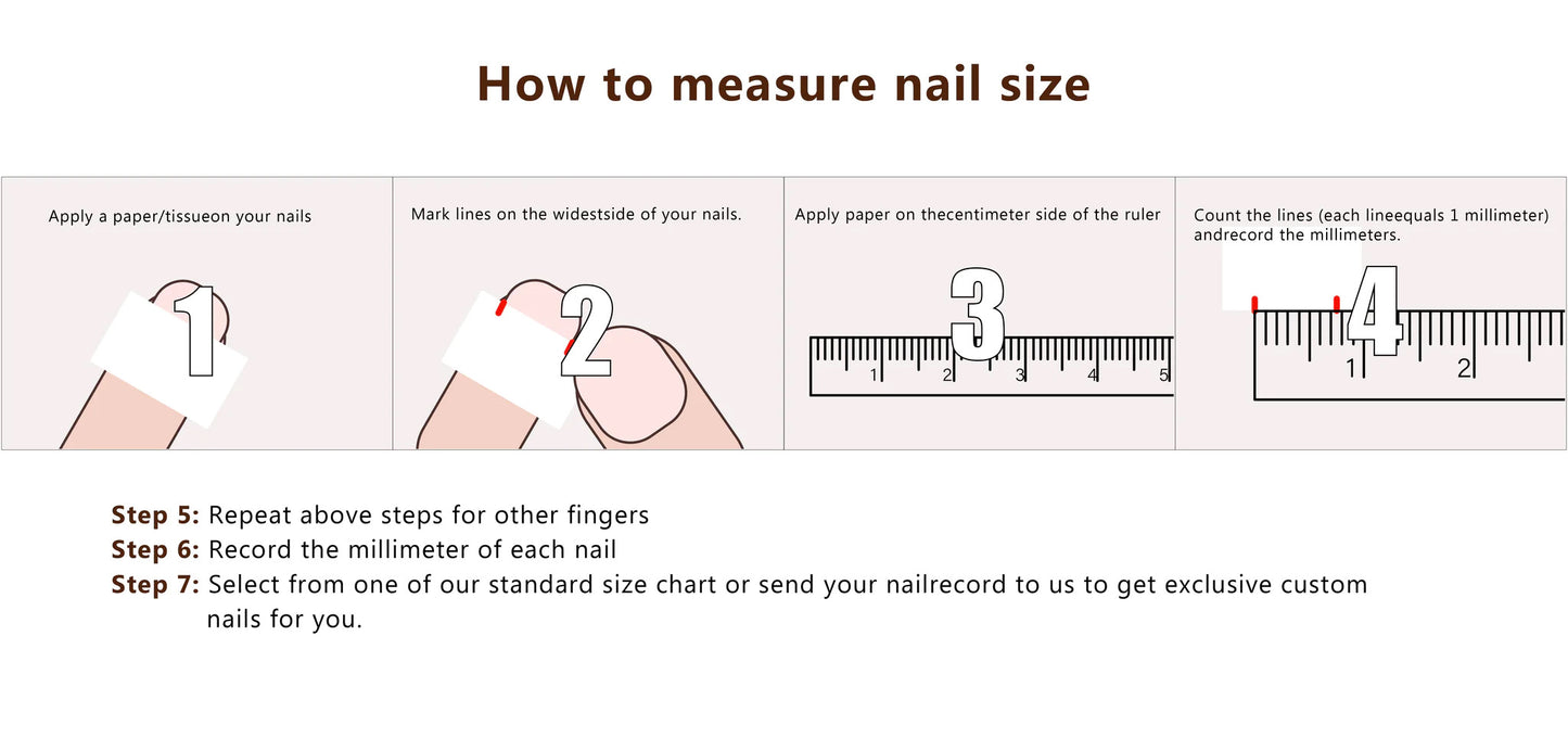 How to guide for measuring nail size for press on nails