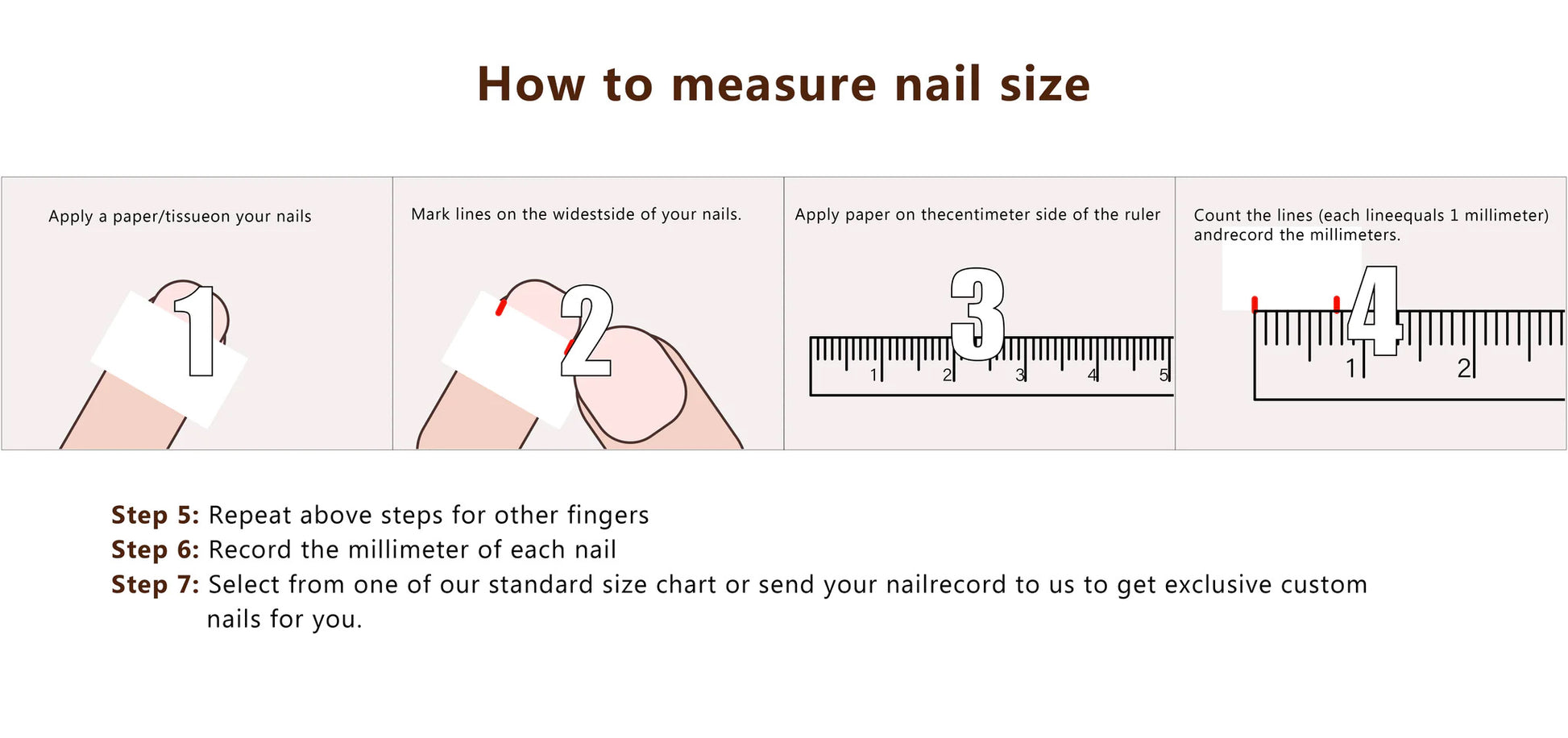 How to guide for measuring nail size for press on nails