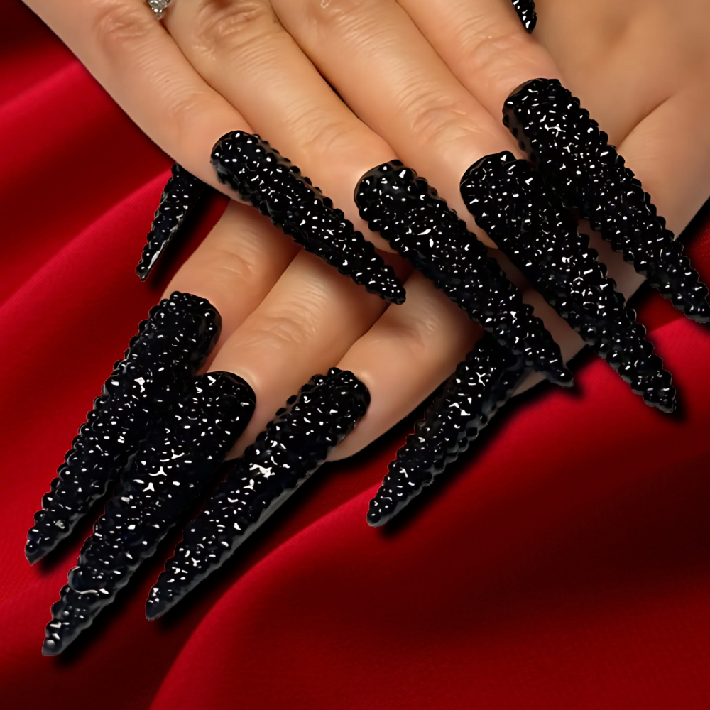 3XL cool press on nails with 3D textured design for a bold and edgy look.