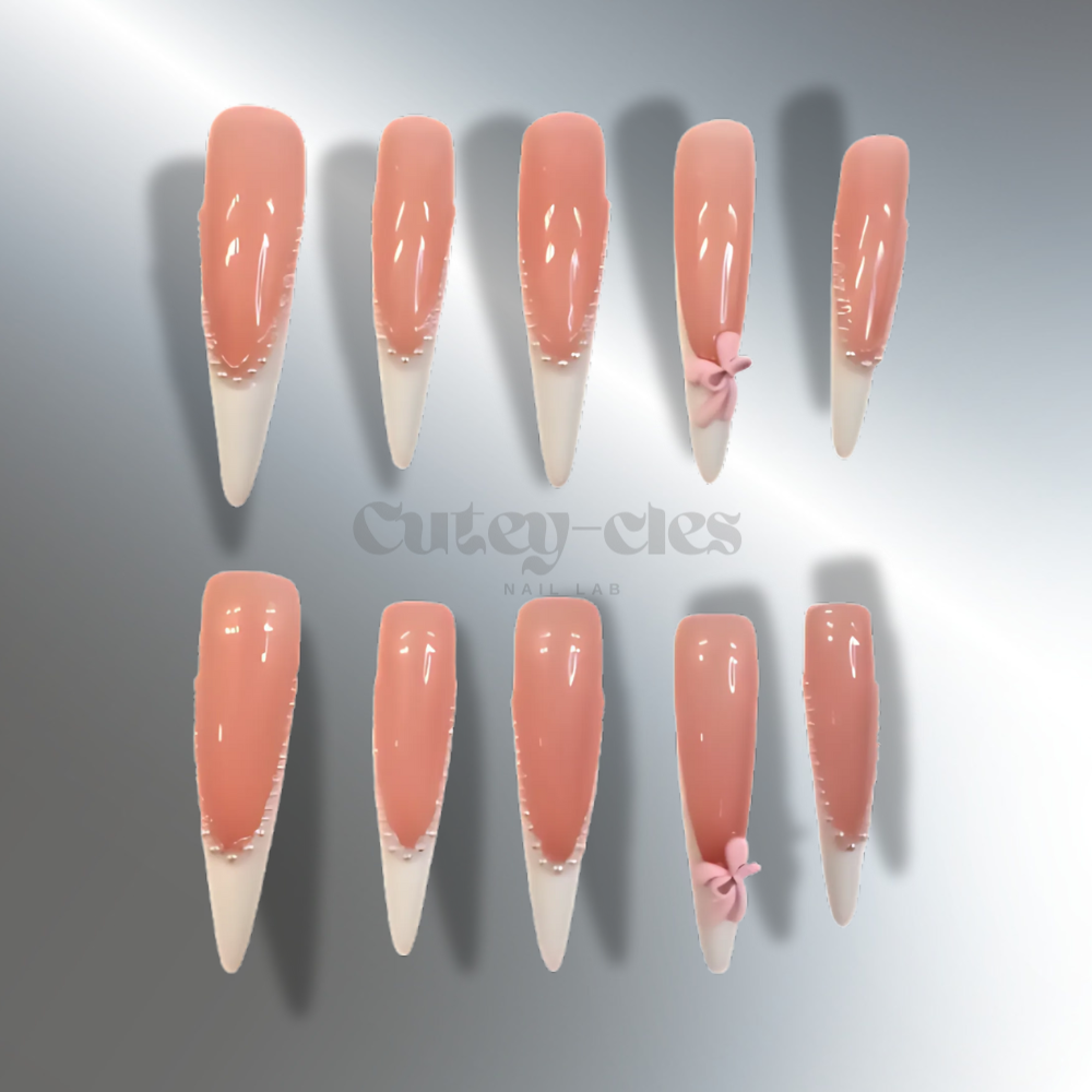 White French tip 3xl stiletto press on nails